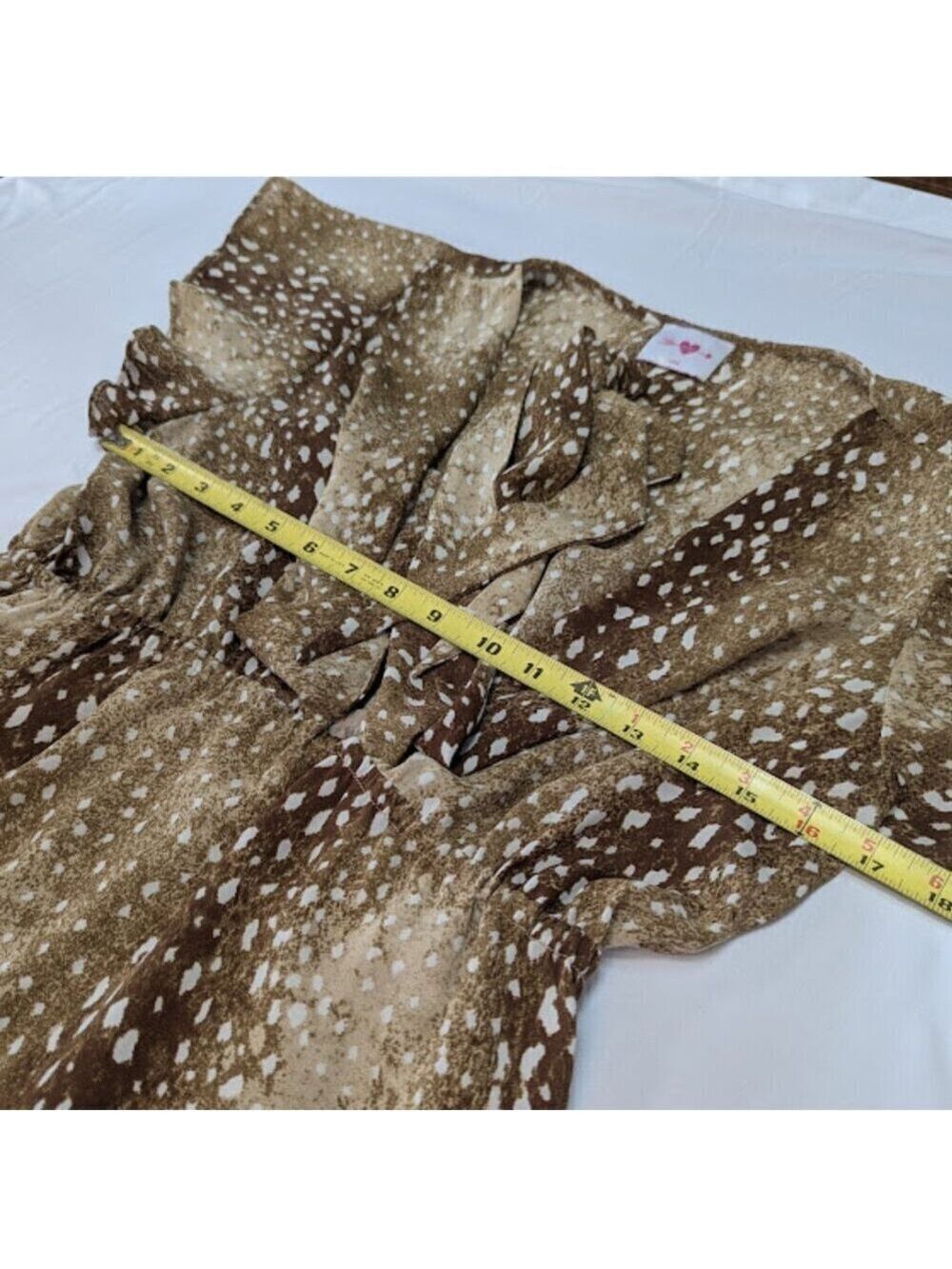 Buddy Love High-Low Ruffle Hem Dress Brown Animal Print Flutter Sleeve Western - Picture 10 of 12